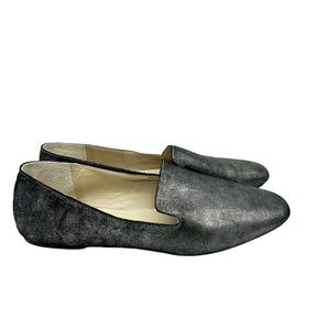 Enzo Angiolini Leonie Pewter Gray Leather Flats Soft Iridescence Shoes SZ 6.5